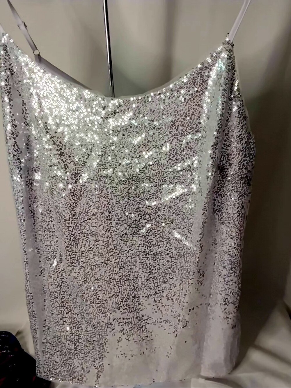 Sequin Cami Tank Top - Silver